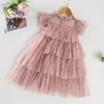thumbnail image 4 of TAIAOJING Toddler Girls Fly Sleeve Star Moon Paillette Princess Dress Dance Party Ruffles Dresses Clothes, 4 of 7