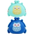 thumbnail image 1 of GAXIRE Monedero pequeño de silicona con diseño de búho de dibujos animados, 2 unidades, para mujeres y niñas., 1 of 4