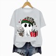 thumbnail image 5 of Towmus Christmas Shirts for Women Fashion Round Neck Short Sleeve Halloween Clothes Fall T-Shirts Graphic Holiday Tops, White, M, 5 of 6