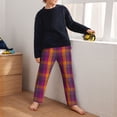 thumbnail image 5 of Hirioo Orange and Purple Plaid for Teenagers' Pajama Pants Womens Lounge Pants with Pockets Pj Bottoms Pants for Men-Small, 5 of 6