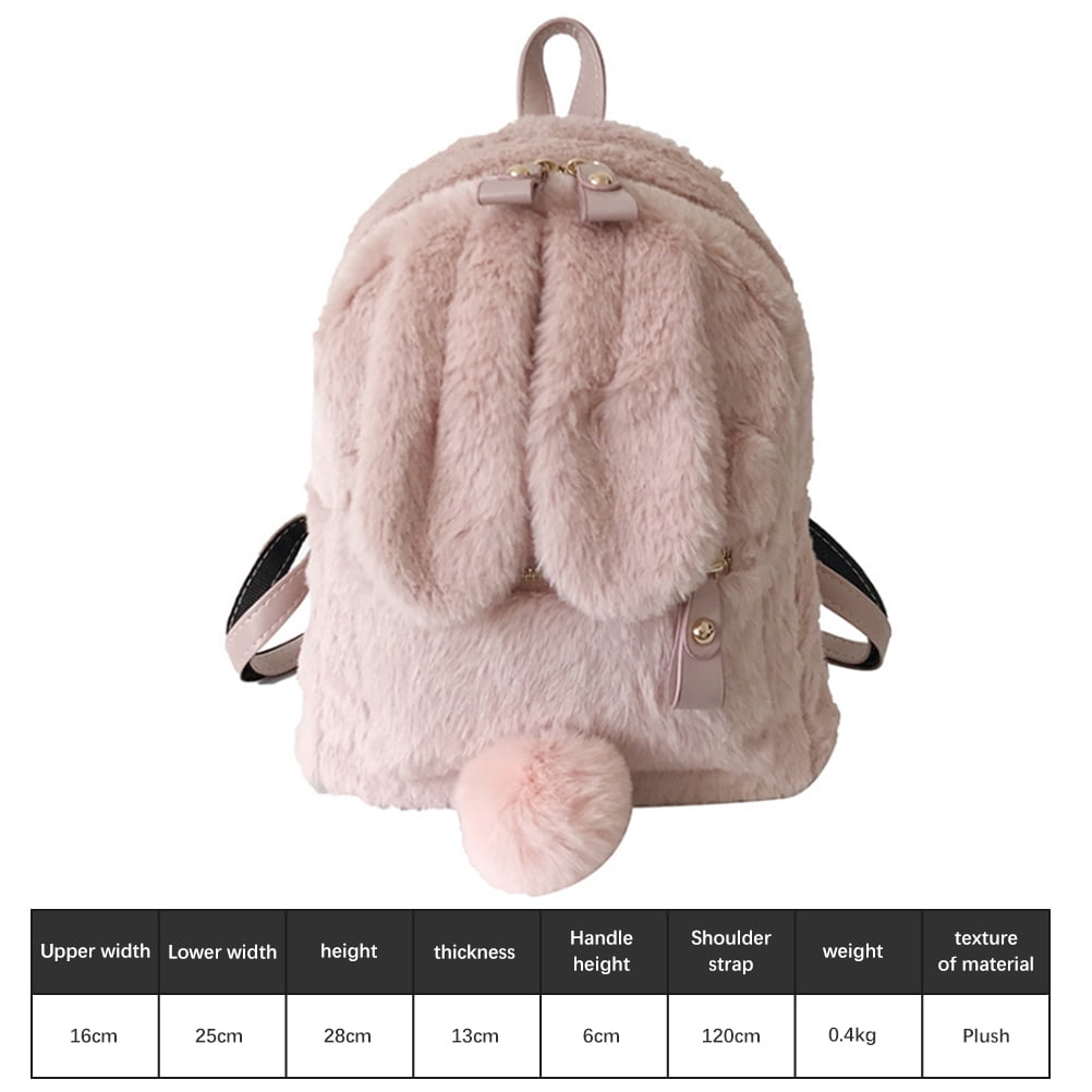 Estink Women Bunny Backpack Plush Mini Fluffy Ear Backpack Fuzzy Bunny Satchel Casual Daypack For Girls