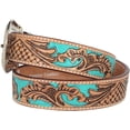 thumbnail image 5 of Resistance Men's Full-Grain Argentinian Leather Western Cowboy Belt with Floral Engraved Silver Buckle, 5 of 8