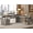 Grey, variant on SEDETA 65" L Shaped Home Office Desk with Lockable Drawers, Farmhouse Computer Desk with RGB LED Lights, Charging Station & Printer Shelf, Wood Corner Workstation with Storage, Black