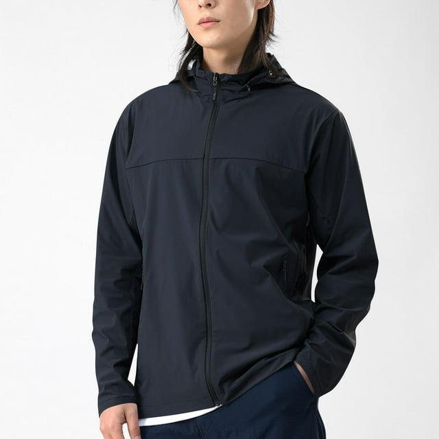 Mceream Veste de Protection Solaire Raffinée pour Hommes avec Poches Tunique Mode à Capuche en Soie Glacée Confortable Manches Longues Coupe-Vent de Travail Grande Taille Vêtements d'Extérieur Ropa Para Invierno Hombre Bleu Foncé TTTG