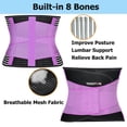 thumbnail image 4 of Faja de soporte lumbar TESETON para hombres y mujeres, transpirable, para escoliosis, con 8 huesos reforzados, para aliviar el dolor lumbar y ciática. Talla 02, morado-XL., 4 of 5