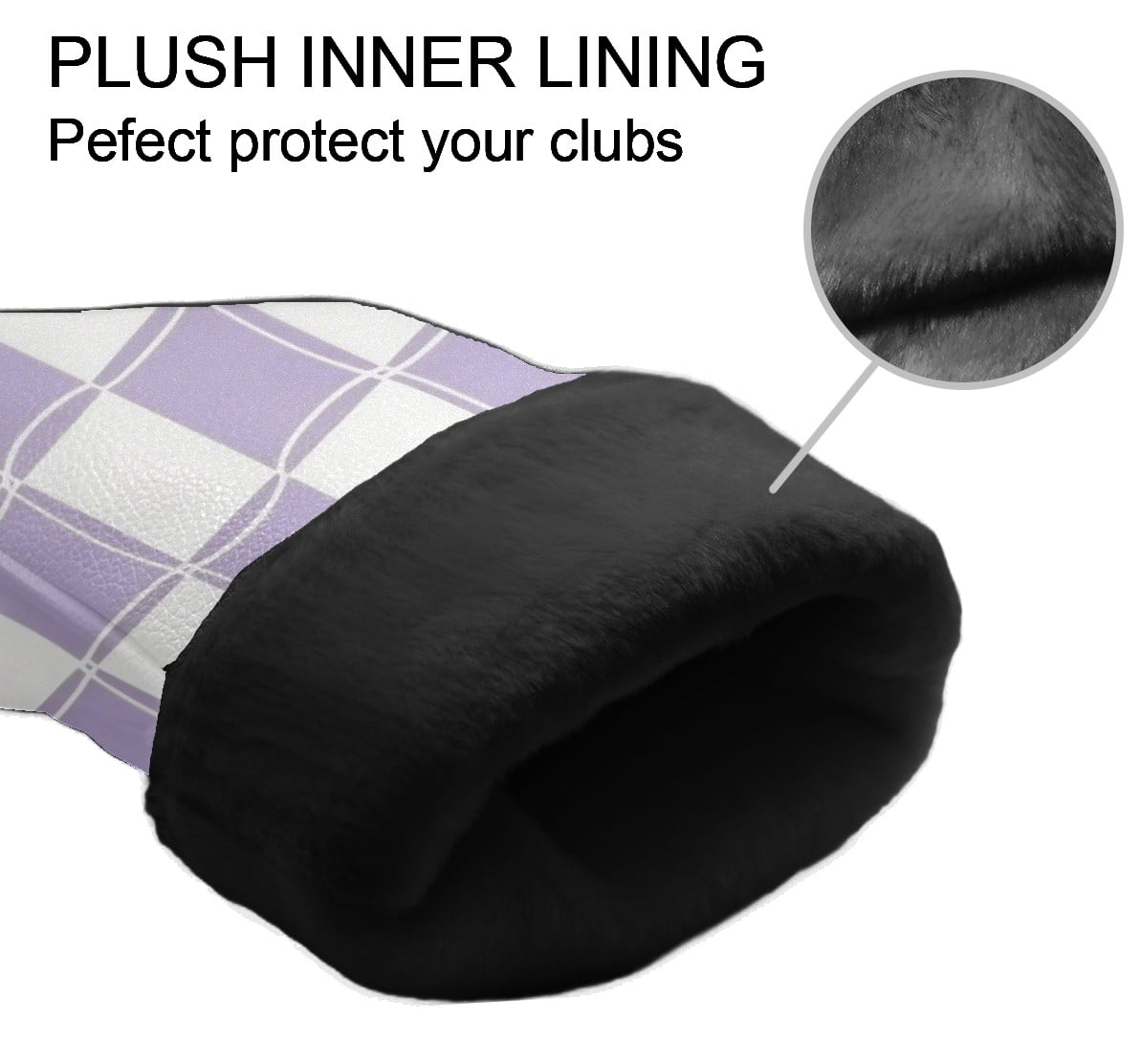 Golf Club Headcovers High Quality Waterproof Leather Golf Head Cover Set Men Women Driver Head Cover Exclusive Gift for Golf Lovers Purple Grid