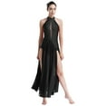 thumbnail image 3 of YiZYiF Costume de Danse Lyrique Long pour Femmes Dos Croisé Robe de Performance de Danse Moderne Noire m, 3 of 7