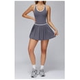 thumbnail image 4 of PISONIC Womens Tennis Golf Dress with Built-in Bra Shorts Racerback Color Block Pleated Hem Athletic Dresses with Pockets, 4 of 7