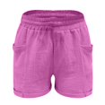 thumbnail image 7 of LEKODE Cotton Linen Shorts for Women Bermuda Gauze Elastic Waist Casual Short Relaxed Summer Fashion Clothes with Pockets Hot Pink L, 7 of 7