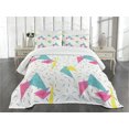 thumbnail image 3 of Ambesonne Abstract Quilted Bedspread Set 3 Pcs, Memphis Style Forms, King Size, Multicolor, 3 of 5