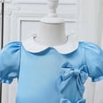 thumbnail image 5 of Wdgfv Girls Summer Dresses Casual Playground School Daily Wear Toddler Kids Bow Tie Collar Dress For 3 7 Years Old Outdoor Sleeve Blue 3-4 Years, 5 of 7