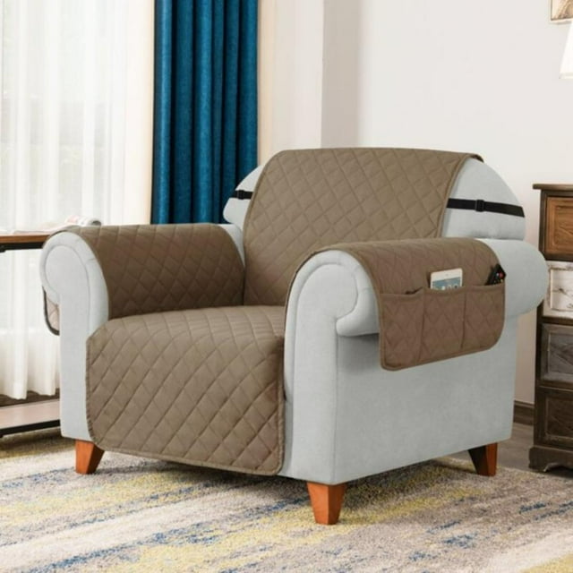 CHUN YI 1 Piece Sofa Couch Cover 6 Pockets with Elastic Straps Slipcover