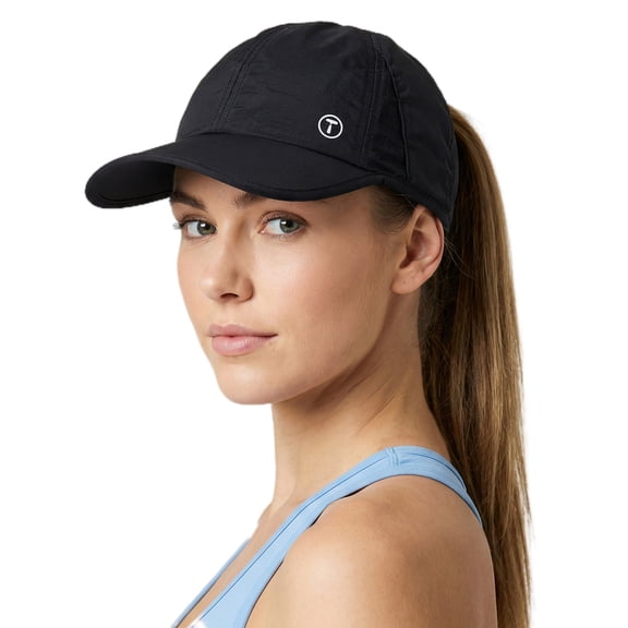 TOP-EX Women’s ChicPony™ High Ponytail Baseball Cap, Cooling UPF 50 Sun Hat, Lightweight Summer Cap for Running, Golf & Tennis,Black S/M