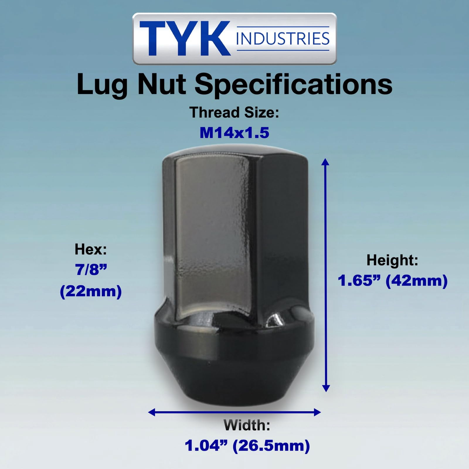 24 Black 14x1.5 OEM Solid Style Large Seat Lug Nuts - 7/8, 22mm Hex - 1.65 Inch Tall - Fits OE Many Camaro, Dodge, CTS-V, Charger, RAM 1500