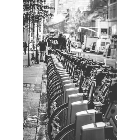 Canvas Print City Black and White Streets Bikes NYC Bicycles Stretched Canvas 10 x