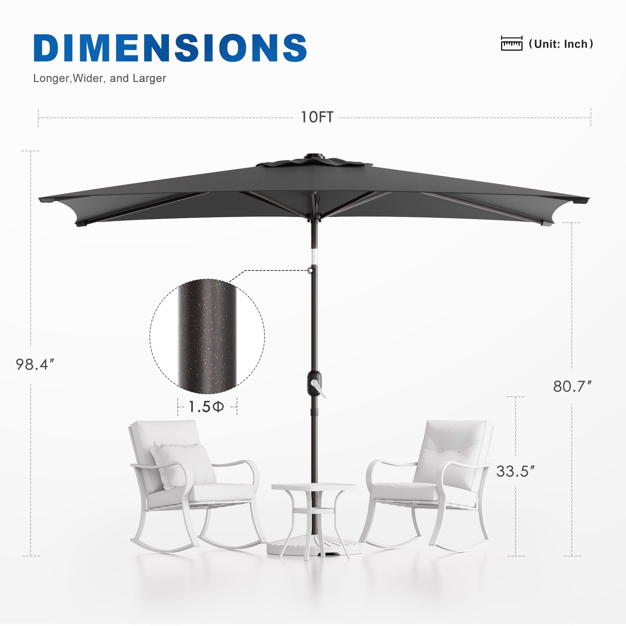 CHYVARY 10 x 6.5ft Patio Umbrella Outdoor Table Umbrella for Deck, Poolside and Garden, Cold Gray