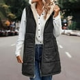 thumbnail image 3 of Womens hooded vest fleece Sleeveless Fleece Sherpa Jacket Reversible Zip Up Hoodie Pockets Warm Casual Loose Coat Fall Winter Clothing Outerwear, 3 of 5