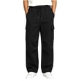 thumbnail image 2 of SGFCWSX Boys Cargo Sweatpants Relaxed Fit Drawstring Waist Multi Pockets Baggy Streetwear Joggers Casual Athletic Activewear Pants Black Size 6, 2 of 7