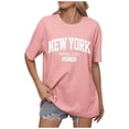 thumbnail image 1 of Camiseta informal de manga corta con hombros descubiertos y estampado de letras en inglés para mujer., 1 of 4