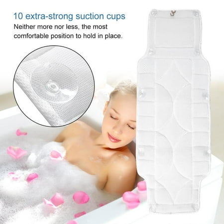 Ejoyous Full Body Spa Bath Pillow Mat With 10 Suction Cups Bathtub