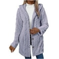 thumbnail image 2 of Elvqul Womens Jackets Button Down Fleece Coats Hooded Solid Color Warm Purple Jackets for Women Long Sleeve, 2 of 10