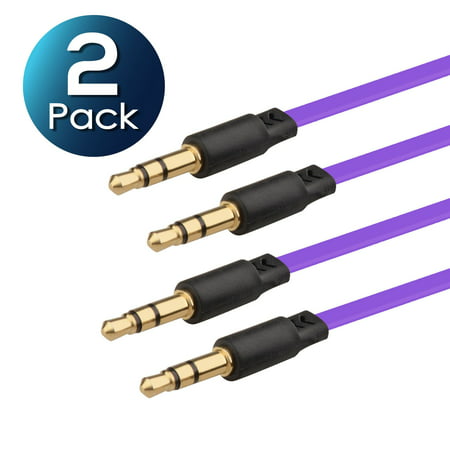 2 Pack Insten 3.5mm Stereo Audio Extension M/M Cable 3' Purple Male/Male For Android Cell Phone iPhone iPod iPad Tablet Laptop PC Computer Speaker MP3 MP4 Player Handheld Game system (Best 2 Player Iphone Games)