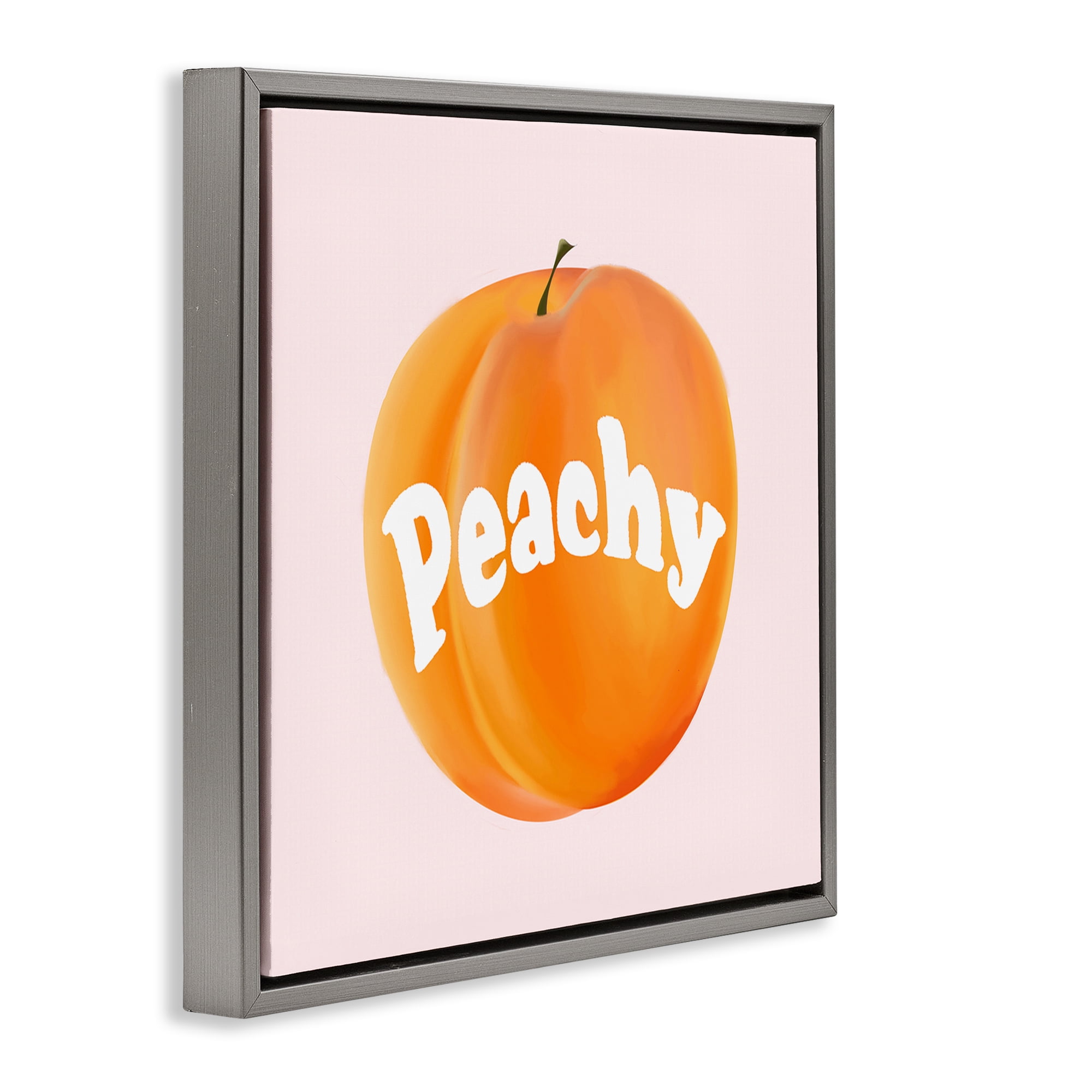 Stupell Industries Peachy Fruit Typography Food & Beverage Painting Gray Floater Framed Canvas Art Print Wall Art, 25 x 25