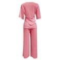 thumbnail image 5 of YOTMKGDO O Neck Lounge Sets for Women Casual Belt Pocket Set Half Sleeve Top Wide Leg Trouser Set, Sizes S-5XL, 5 of 5