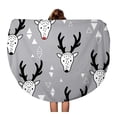 thumbnail image 1 of LADDKA 60 inch Round Beach Towel Blanket Doodle Deer Pattern Cute Geometric Girl Rudolph Winter Travel Circle Circular Towels Mat Tapestry Beach Throw, 1 of 2