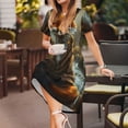 thumbnail image 3 of Rocae Streamside Meditating Fox for Dresses Summer Casual Ruffle Short Sleeve Cute Crew Neck Flowy Dress with Pockets, 3 of 6
