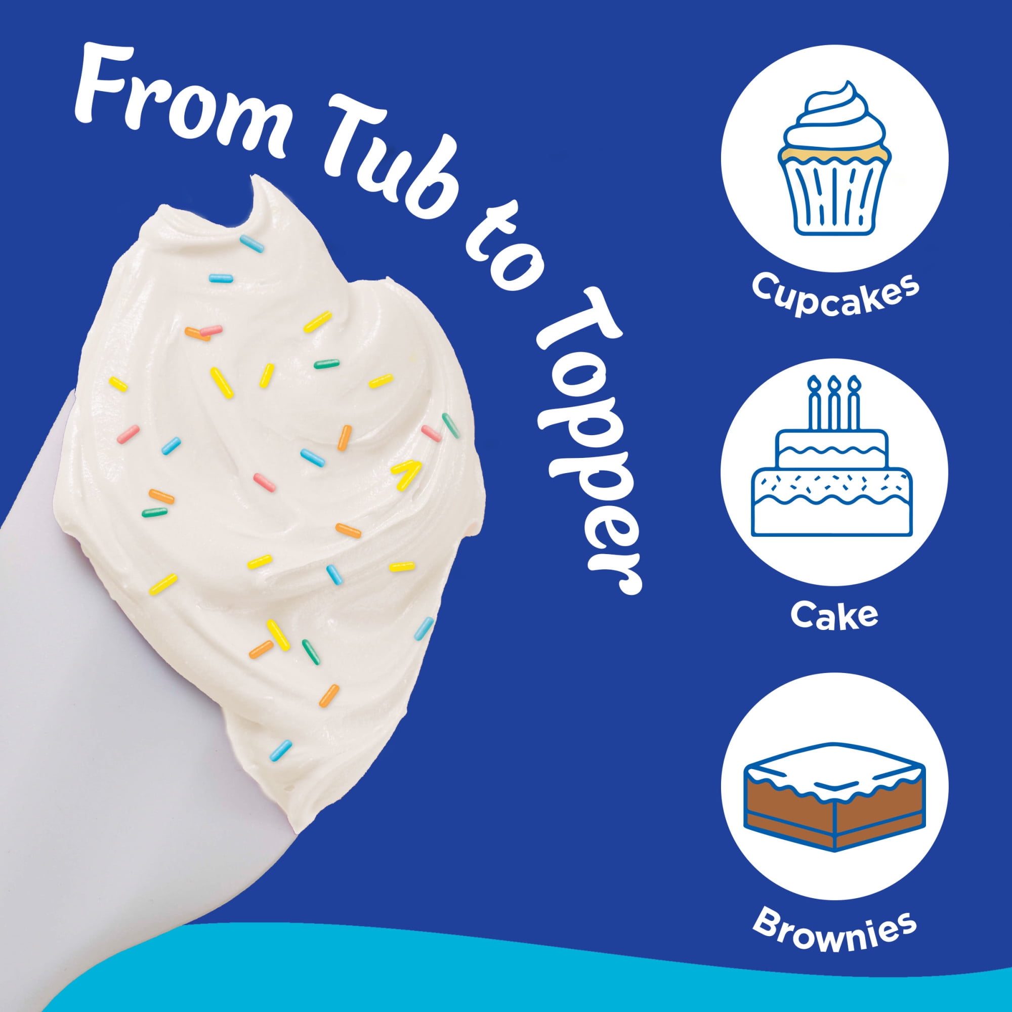 (8 pack) Pillsbury Funfetti Whipped Vanilla Frosting, 12 oz Tub