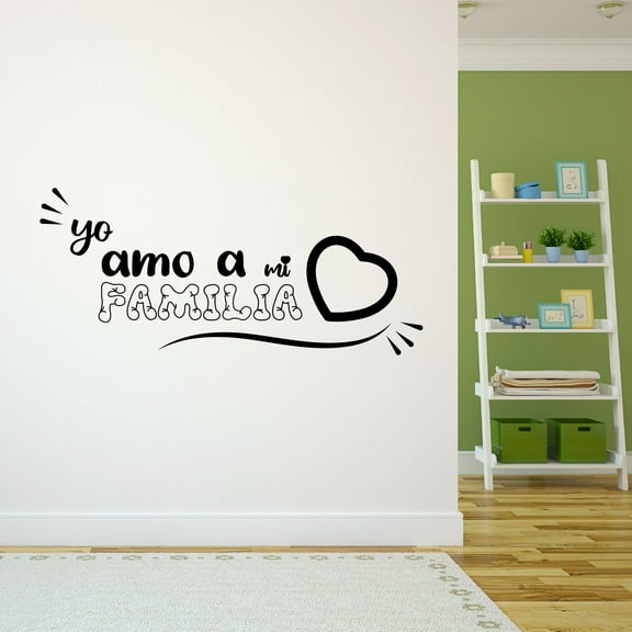 Spanish Wall Decals for Children Bedroom - Yo Amo A Mi Familia I Love My Family Unique Quote Typography Home Wall Sticker - Size: 10 In x 4 In