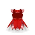 thumbnail image 3 of Yruioon Girls Kids Christmas Santa Dance Tutu Dress Ruffles Velvet Princess Gown for Party Red 4, 3 of 5