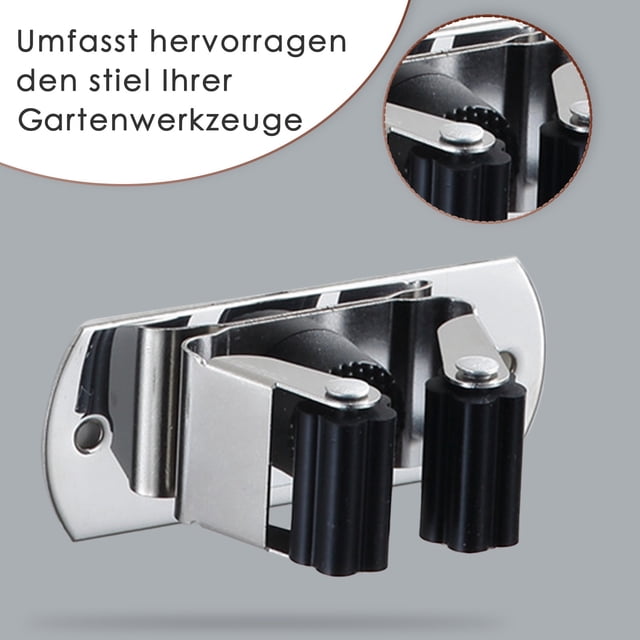 WIFKLSIIPG Support d'Outils en Acier Inoxydable 304 Empêche les Porte-Balai de Rouiller - Effet de Serrage Fiable Grâce aux Roues Noires Flexibles (Noir)