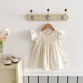 thumbnail image 2 of Mercatoo Girl's Solid Color Fly Sleeve Dress 𝐅lutter 𝐑uffle 𝐇em A-Line Su𝐧dress Casual Swing Midi P𝐚rty Dress for Kids, 2 of 9