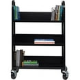 thumbnail image 5 of Lorell Single Sided Steel Book Cart 3 Shelf Round Handle 5" Caster Size - Steel 32"x14"x46" Black, 5 of 7