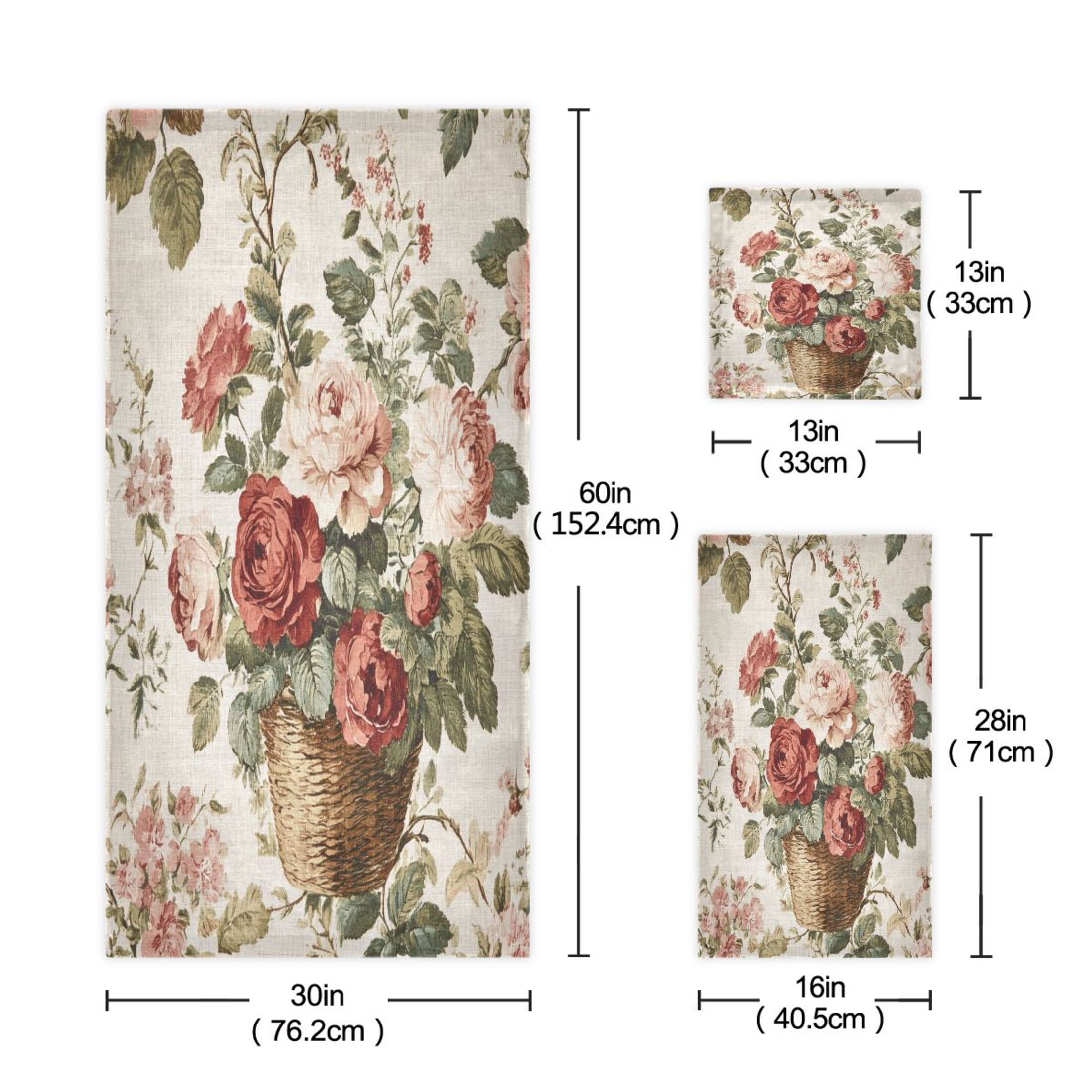 BZSMCE 3piece Bath Towel Sets Hand Bath Towels Fashion Floral Basket Delight Printed Towel Sets
