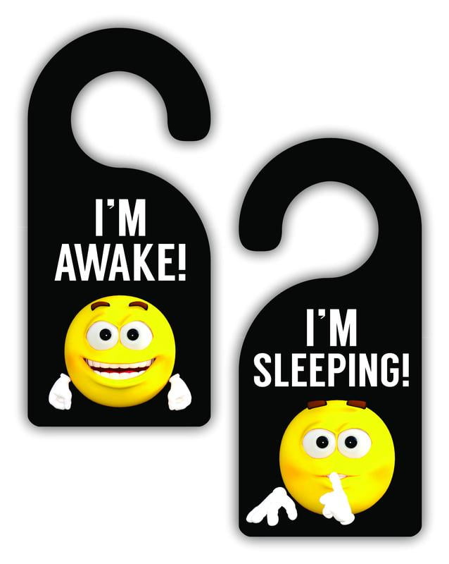 I'm Awake! / I'm Sleeping! Cute Yellow Emoticon Expressions Bedroom