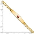thumbnail image 4 of 14k Yellow Gold Bracelet Medical Anchor Women's 9 mm 7 in Soft Diamond Shape Red Enamel ID, 4 of 5