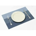 thumbnail image 3 of Zhuge Juego de 6 manteles individuales para mesa de cocina, comedor, de vinilo tejido, lavables, decoración de mesa, aislamiento térmico, resistente a las manchas (azul), 3 of 5