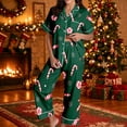 thumbnail image 5 of JAJAHO Women's Christmas Pajamas Candy Cane Print Button Down Short Sleeve 2 Piece Loungewear Sets With Pants, 5 of 7