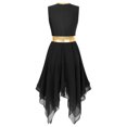 thumbnail image 3 of iiniim Liturgical Praise Dance Dress for Women Sleeveless Metallic Gold Color Block Lyrical Dancewear Black 3XL, 3 of 7