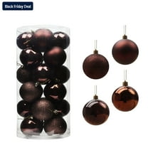 WJSXC 24Pcs Christmas Balls Christmas Tree Ornaments Pendent Hanging Balls - Christmas Decorations Balls for Home Holiday Party 1.57" Coffee