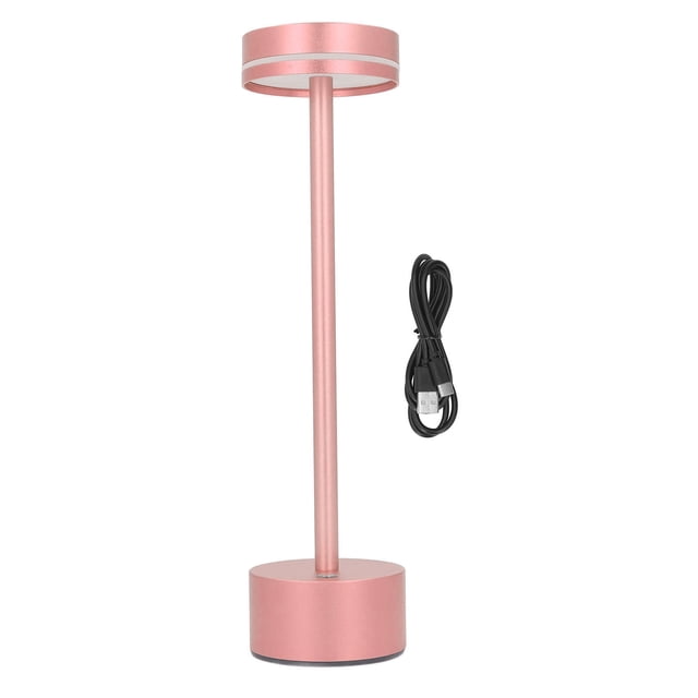 Lámpara de mesa inalámbrica Lámpara de escritorio LED recargable con atenuación de 3 colores y control táctil para el hogar, dormitorio, oficina, oro rosa
