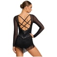 thumbnail image 4 of dPois Combinaison à Franges avec Strass pour Femmes, Ourlet à Franges, Justaucorps à Étages pour Patinage Artistique, Tango, Rumba, Danse Noir m, 4 of 5