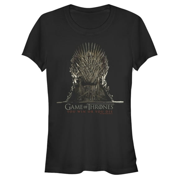 Junior's Game of Thrones Die or Win Iron Throne Graphic Tee Black Large