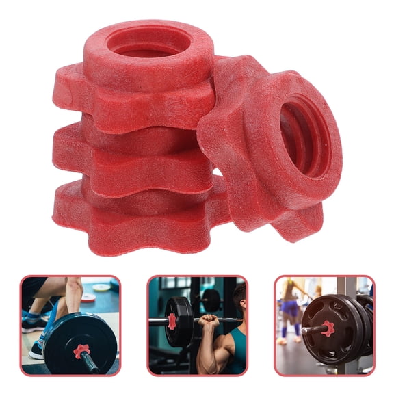 GOOHOCHY Red Plastic 4pcs Selflocking Barbell Dumbbell Nuts