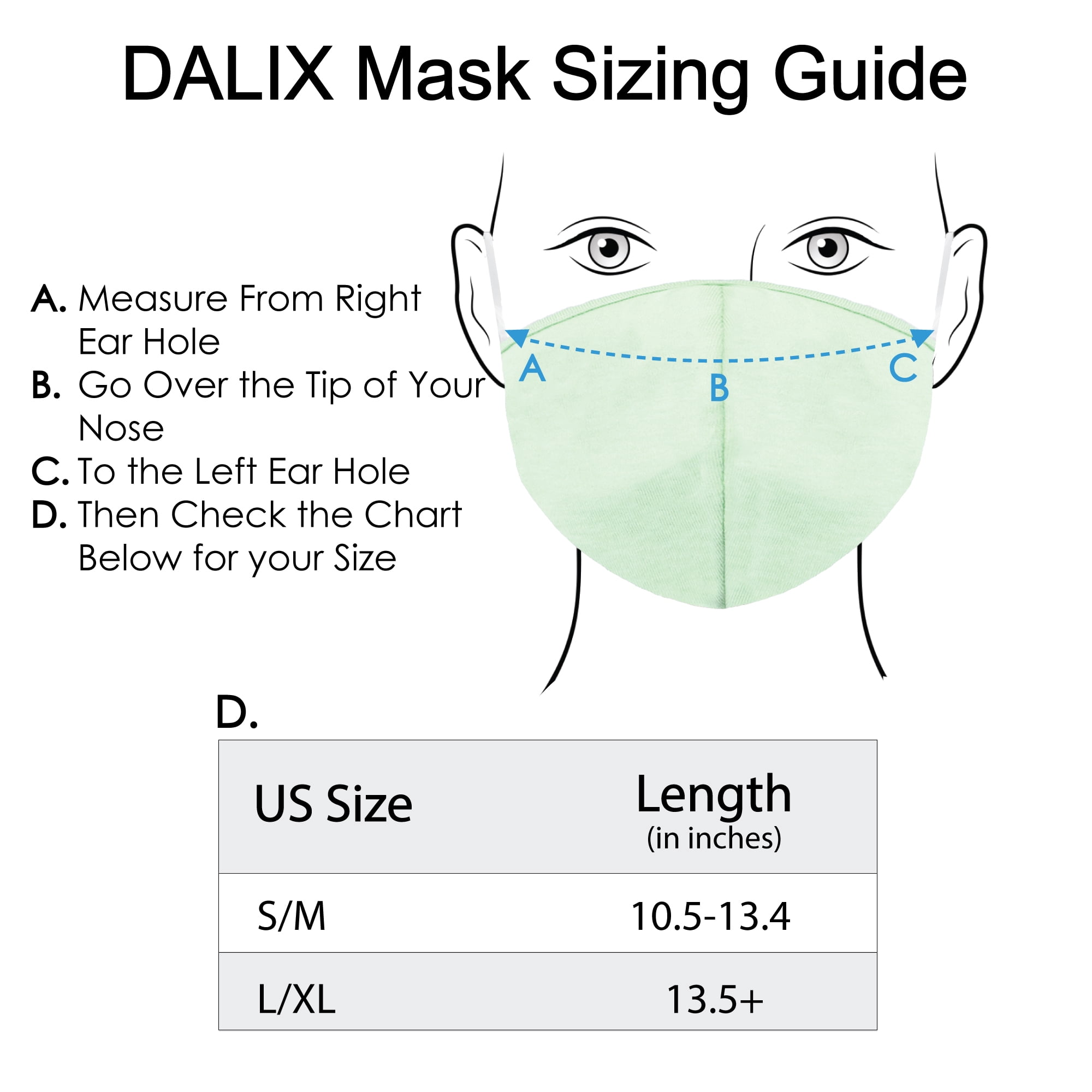 DALIX Cloth Face Mask Reuseable Washable in Mint Green Made in USA - S-M Size (5 Pack)