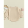 thumbnail image 3 of Infant Baby Bubble Romper Furry Letter Embroidery Long Sleeve Round Neck Bodysuit Playsuit, 3 of 8