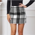 thumbnail image 3 of Qwertyu Women's Skirts Trendy Mini Skirts Fashion Wrap Fall Plaid Tweed Skirts Skorts Pencil Skirts Gray M, 3 of 5